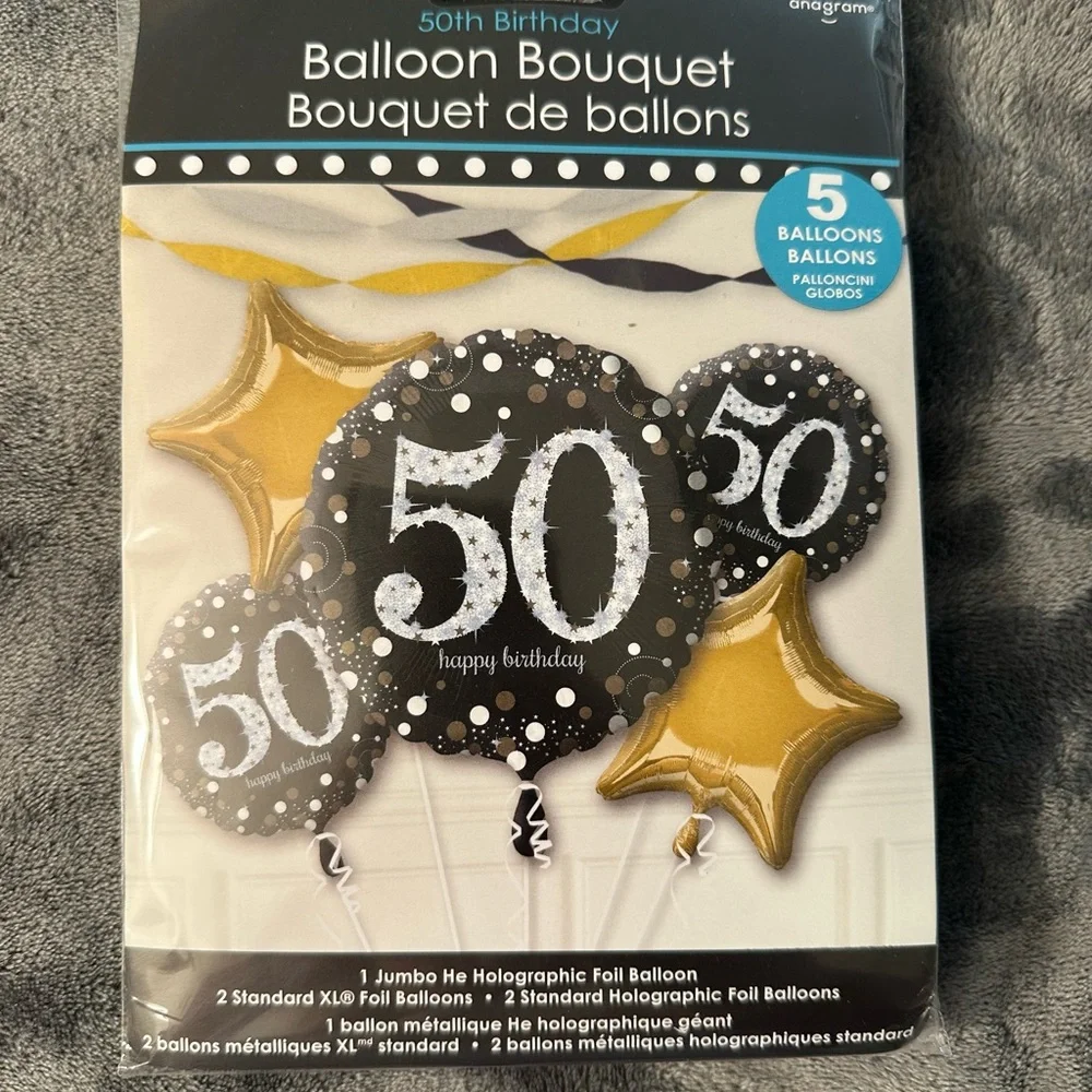 50th Birthday Decorations Balloons Party Gold Black Silver Foil Man Woman 9